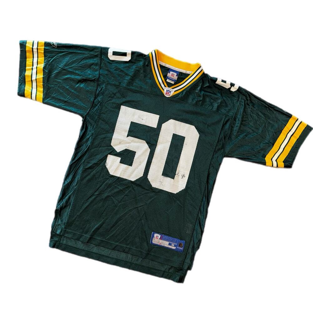 Vintage Reebok Men’s Medium NFL Green Bay Packers AJ Hawk #50 green mesh Jersey